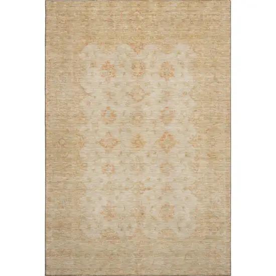 Beige And Copper Oriental Washable Area Rug With UV Protection Photo 1