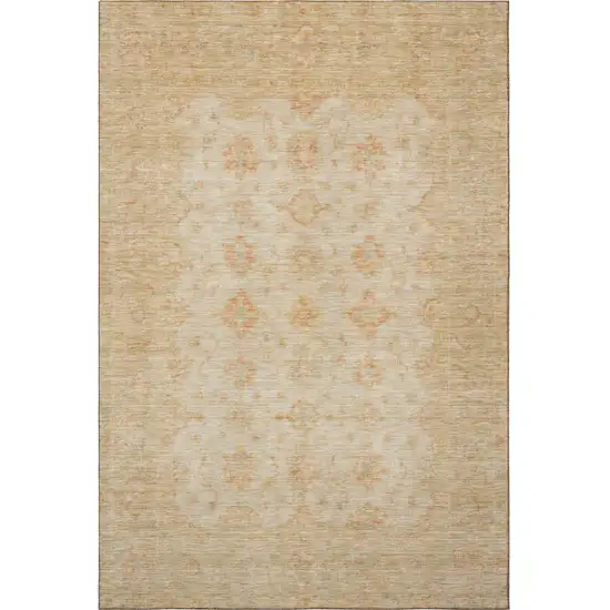 Beige And Copper Oriental Washable Area Rug With UV Protection Photo 3
