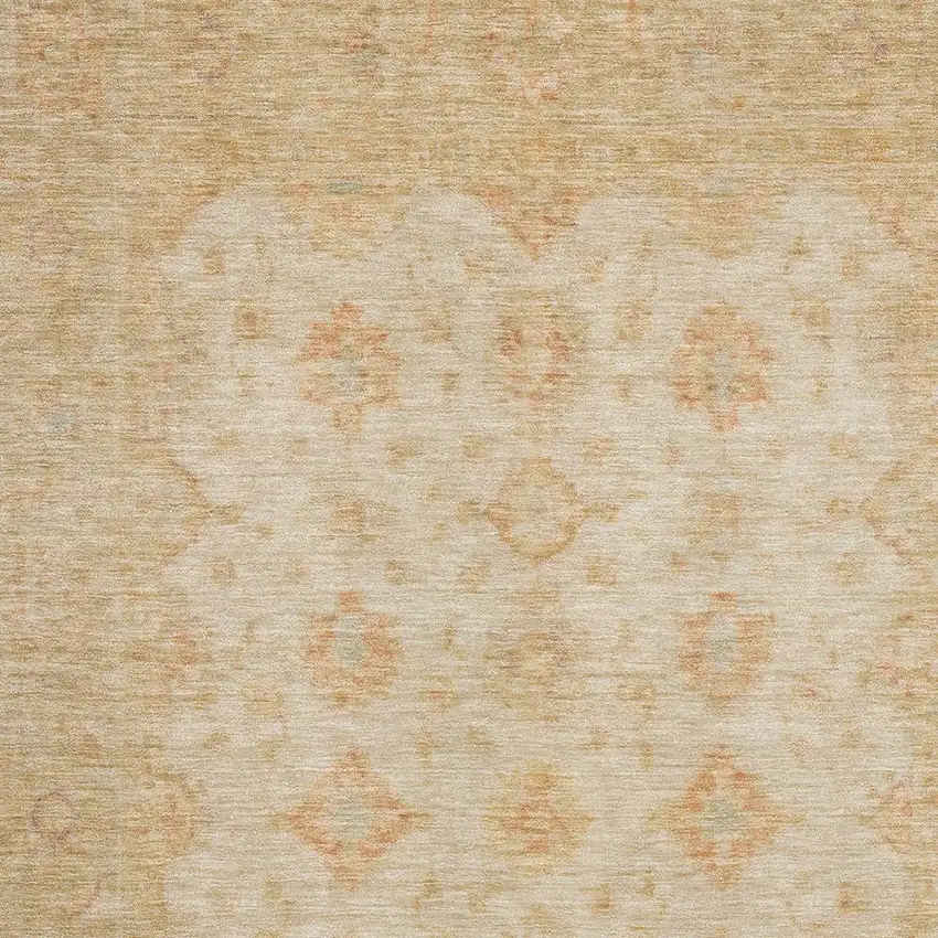 Beige And Copper Oriental Washable Area Rug With UV Protection Photo 2