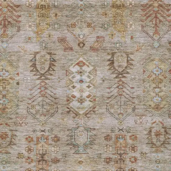 Beige And Copper Tribal Washable Indoor Outdoor Area Rug Photo 3