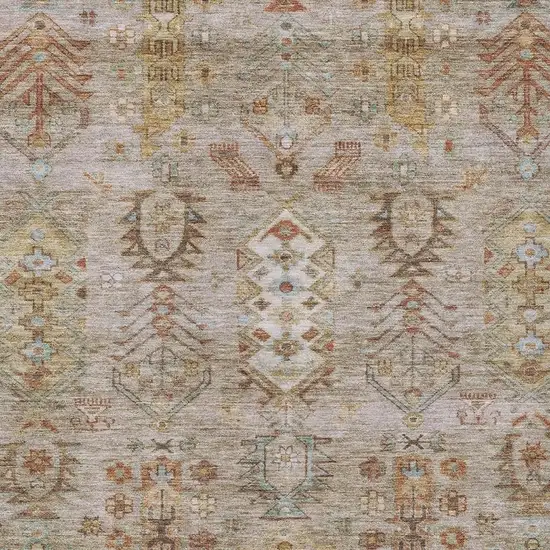 Beige And Copper Tribal Washable Indoor Outdoor Area Rug Photo 7