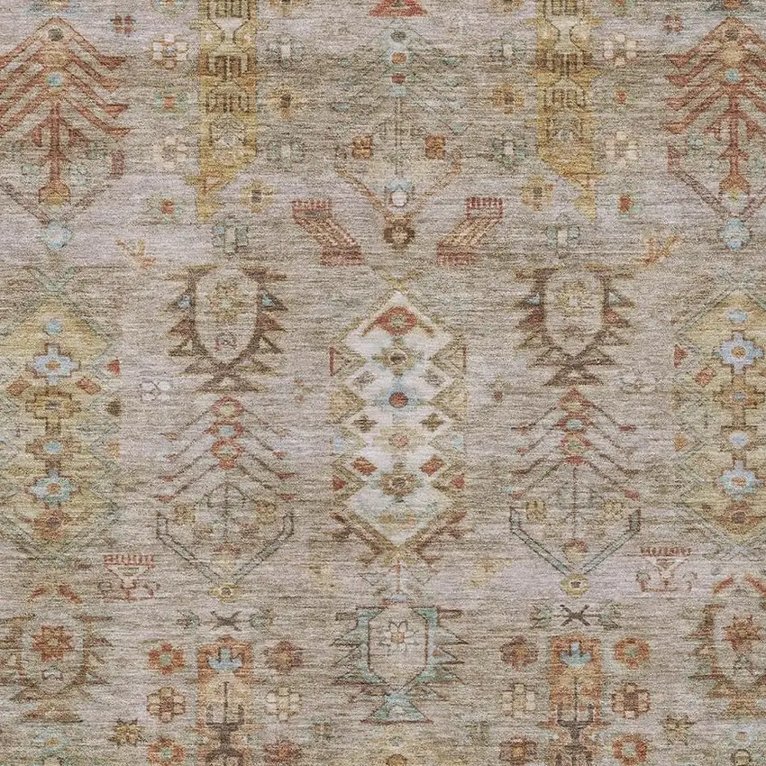 Beige And Copper Tribal Washable Indoor Outdoor Area Rug Photo 7