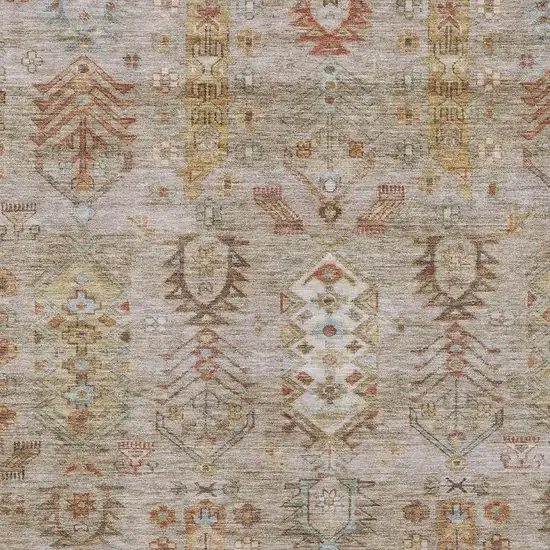 Beige And Copper Tribal Washable Indoor Outdoor Area Rug Photo 4