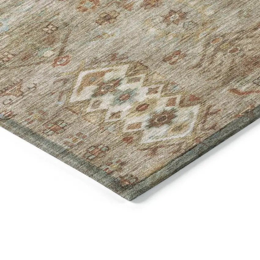 Beige And Copper Tribal Washable Indoor Outdoor Area Rug Photo 6