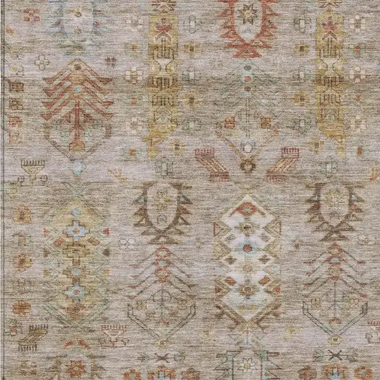 Beige And Copper Tribal Washable Indoor Outdoor Area Rug Photo 7