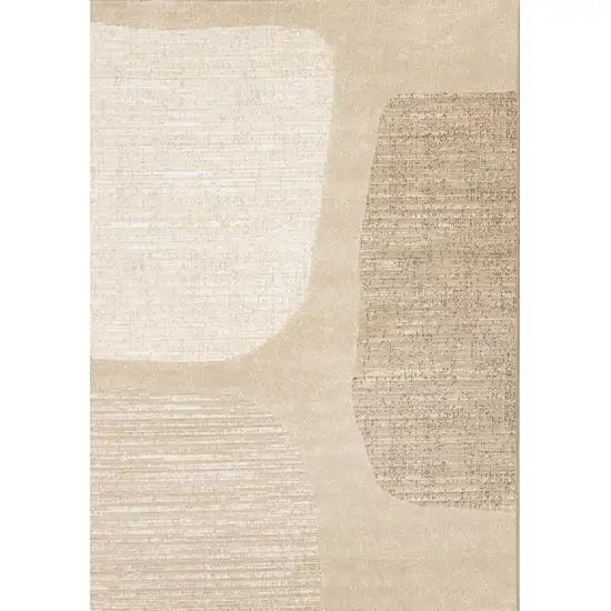 Beige And Cream Abstract Area Rug Photo 2