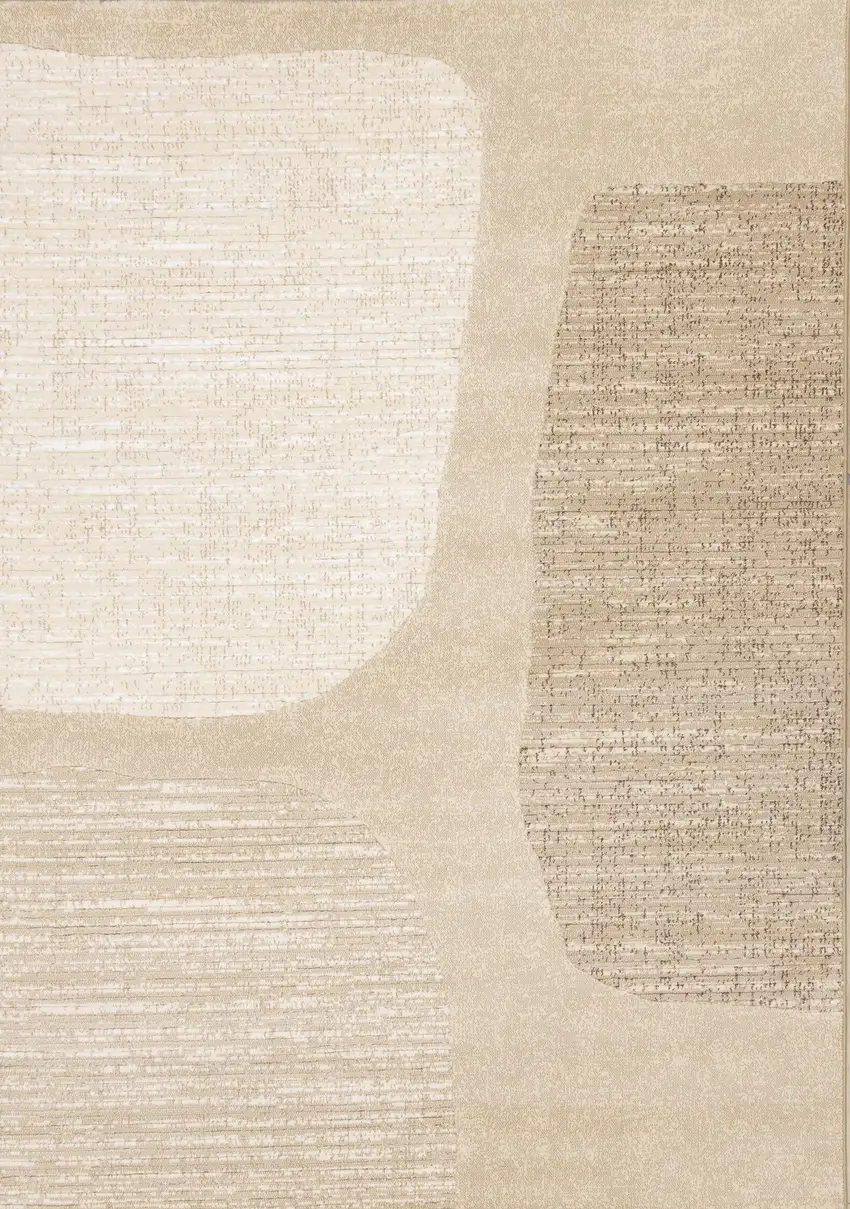 Beige And Cream Abstract Area Rug Photo 2