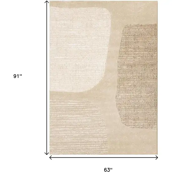 Beige And Cream Abstract Area Rug Photo 3