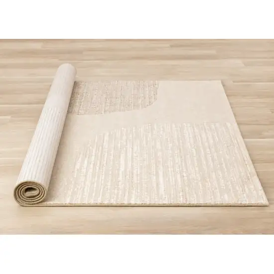 Beige And Cream Abstract Area Rug Photo 9