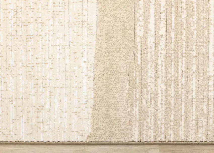 Beige And Cream Abstract Area Rug Photo 9