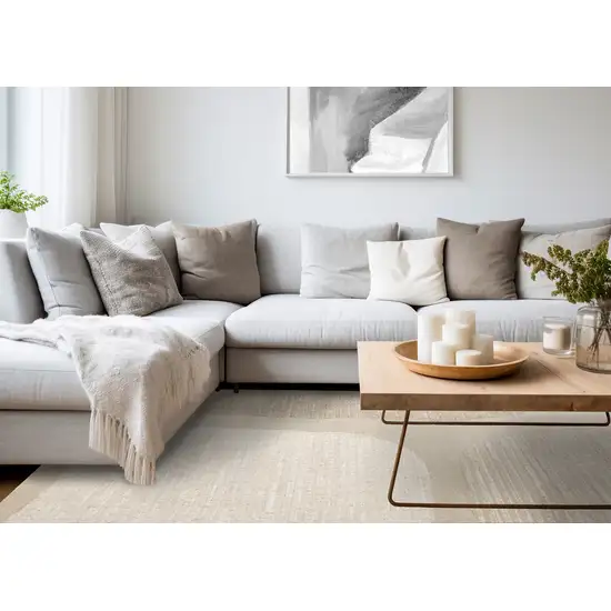 Beige And Cream Abstract Area Rug Photo 5