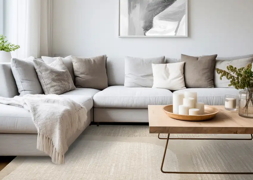 Beige And Cream Abstract Area Rug Photo 5