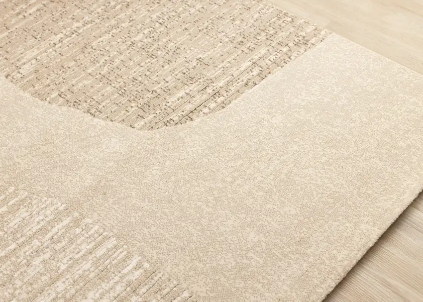 Beige And Cream Abstract Area Rug Photo 6