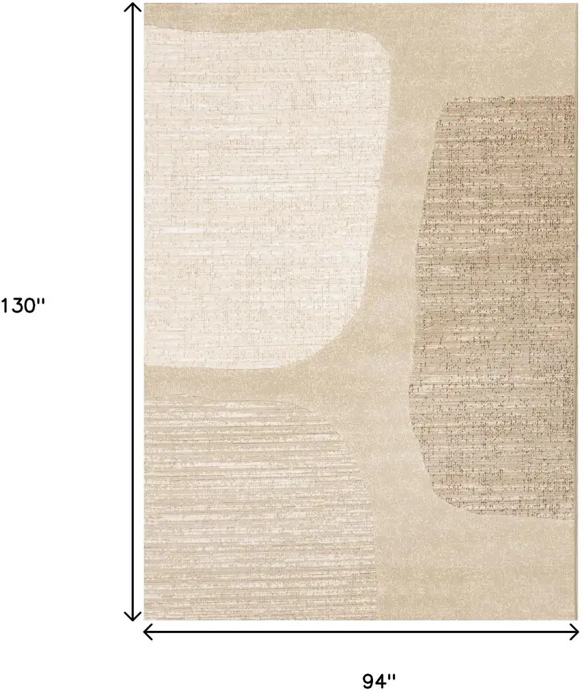 Beige And Cream Abstract Area Rug Photo 3