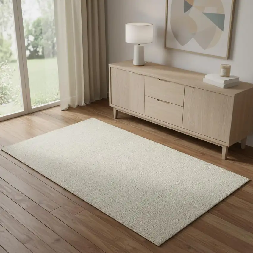 Beige And Cream Abstract Area Rug Photo 2