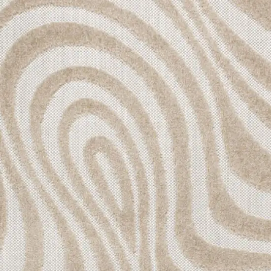 Beige And Cream Abstract Indoor Outdoor Area Rug Photo 2