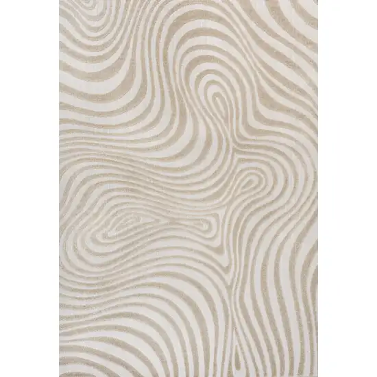Beige And Cream Abstract Indoor Outdoor Area Rug Photo 1