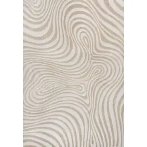 Photo of Beige And Cream Abstract Indoor Outdoor Area Rug