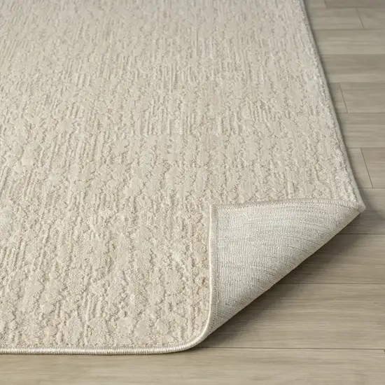 Beige And Cream Abstract Square Rug Photo 9