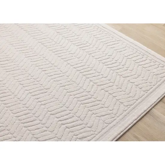 Beige And Cream Chevron Area Rug Photo 9