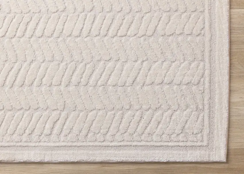 Beige And Cream Chevron Area Rug Photo 9