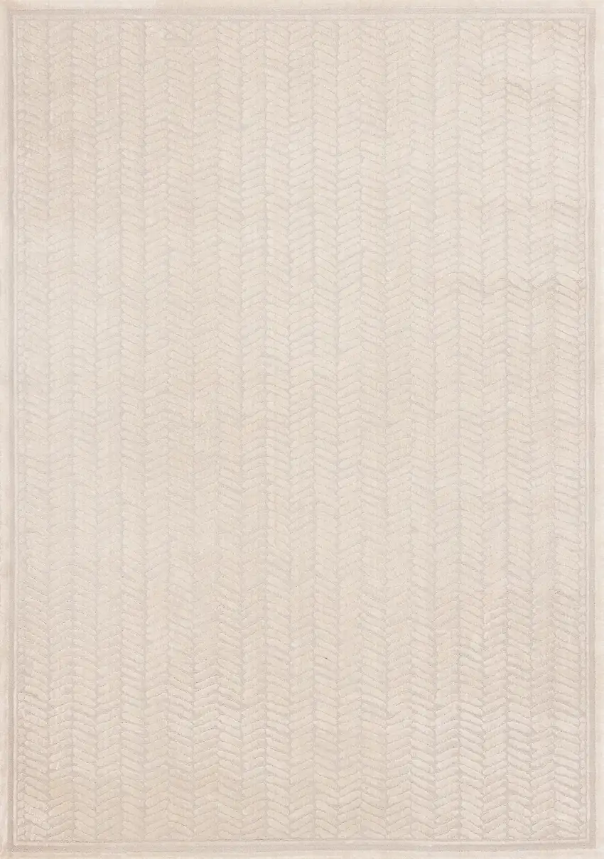 Beige And Cream Chevron Area Rug Photo 2