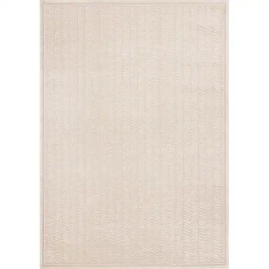Beige And Cream Chevron Area Rug Photo 2