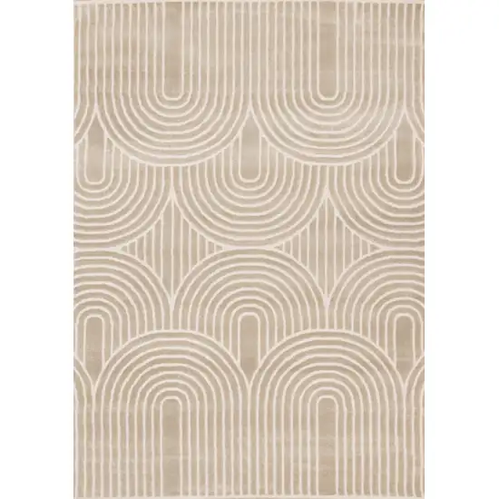 Beige And Cream Geometric Area Rug Photo 5