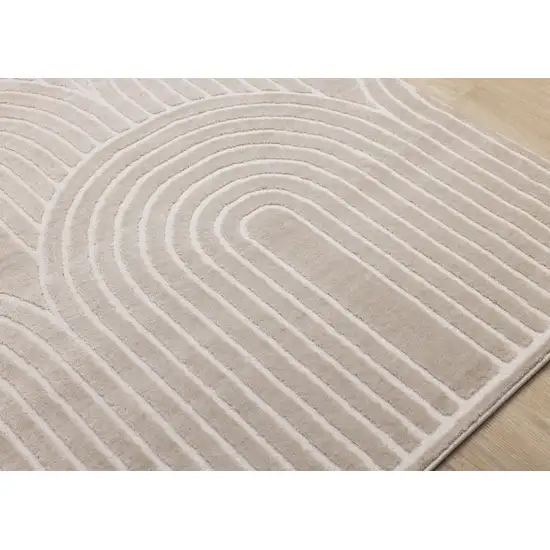 Beige And Cream Geometric Area Rug Photo 8