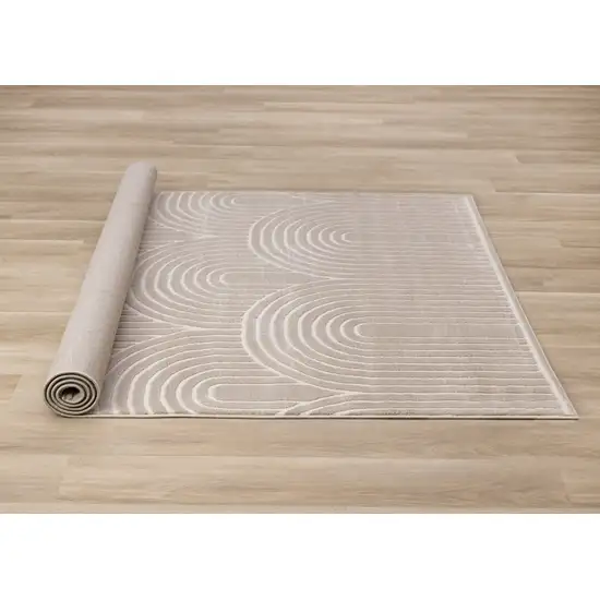 Beige And Cream Geometric Area Rug Photo 9