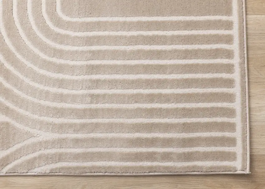 Beige And Cream Geometric Area Rug Photo 9