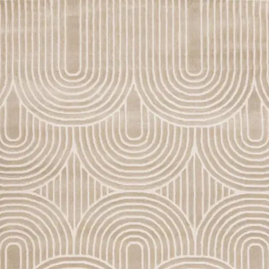 Beige And Cream Geometric Area Rug Photo 4