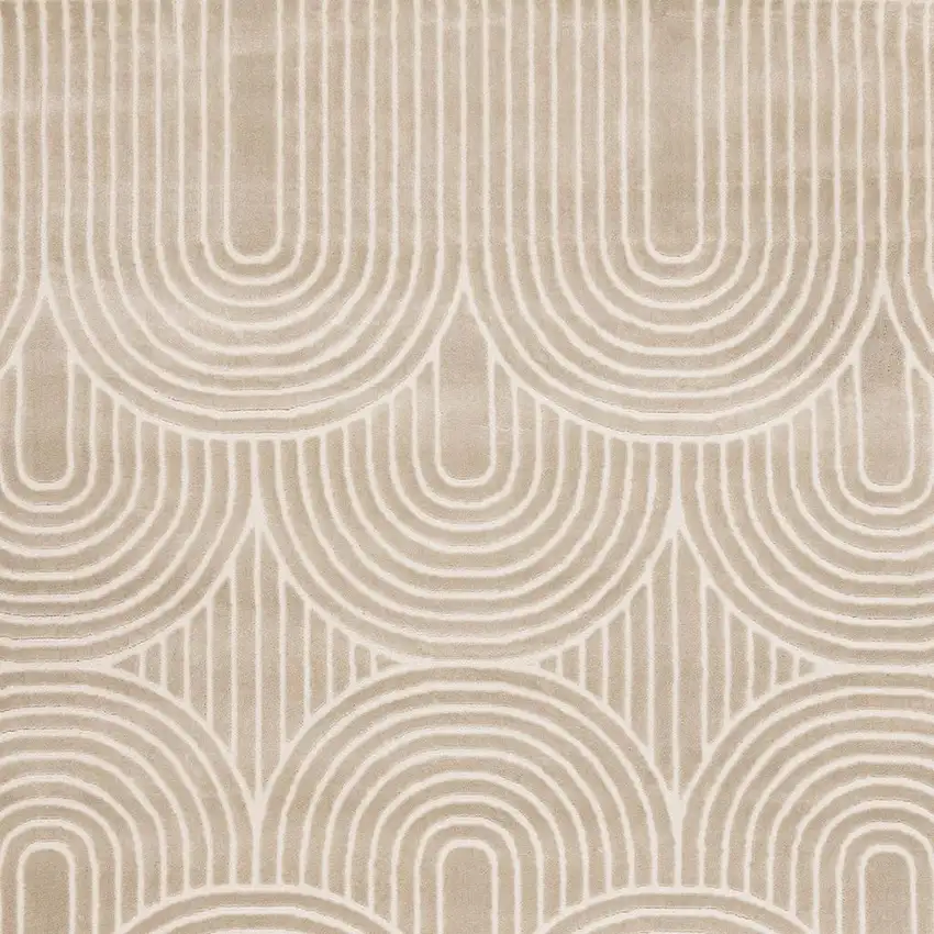 Beige And Cream Geometric Area Rug Photo 4