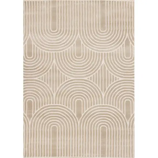Beige And Cream Geometric Area Rug Photo 2