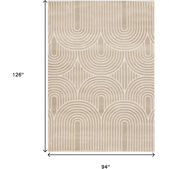 Beige And Cream Geometric Area Rug Photo 3
