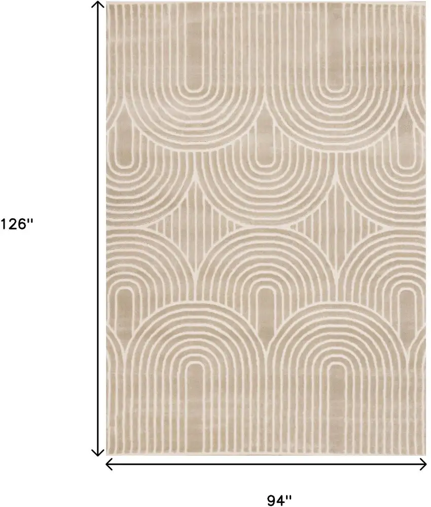 Beige And Cream Geometric Area Rug Photo 3