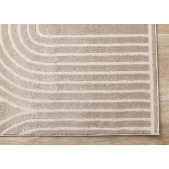 Beige And Cream Geometric Area Rug Photo 8