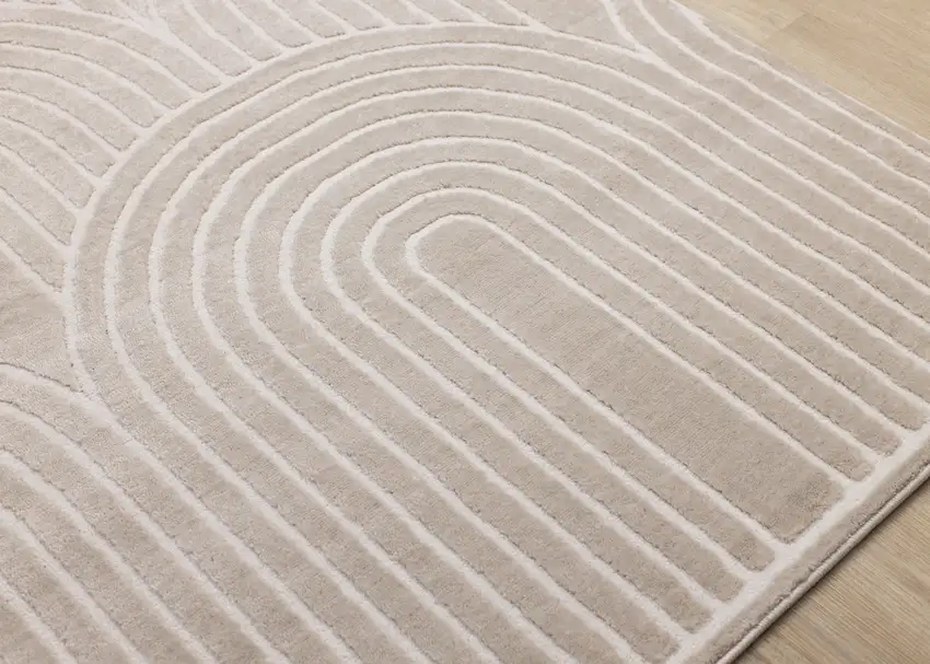 Beige And Cream Geometric Area Rug Photo 7