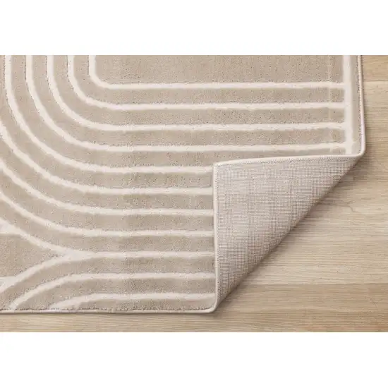 Beige And Cream Geometric Area Rug Photo 9