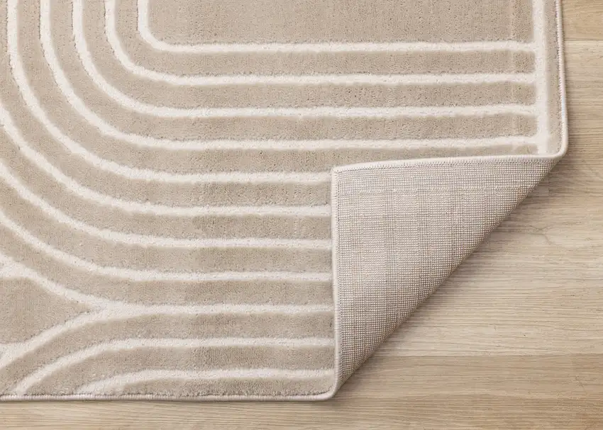 Beige And Cream Geometric Area Rug Photo 9