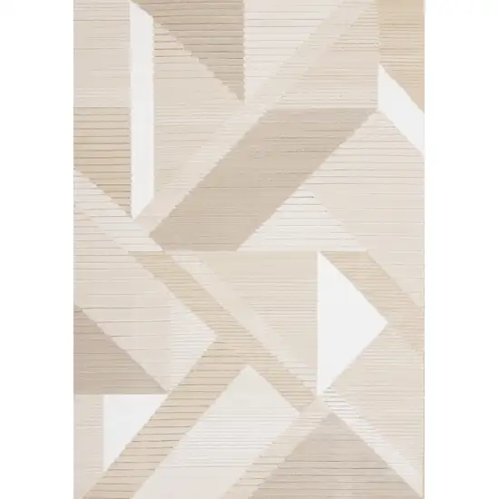 Beige And Cream Geometric Area Rug Photo 2