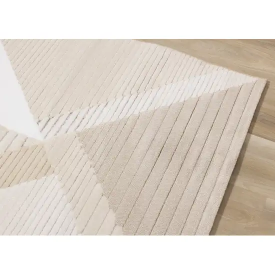 Beige And Cream Geometric Area Rug Photo 6