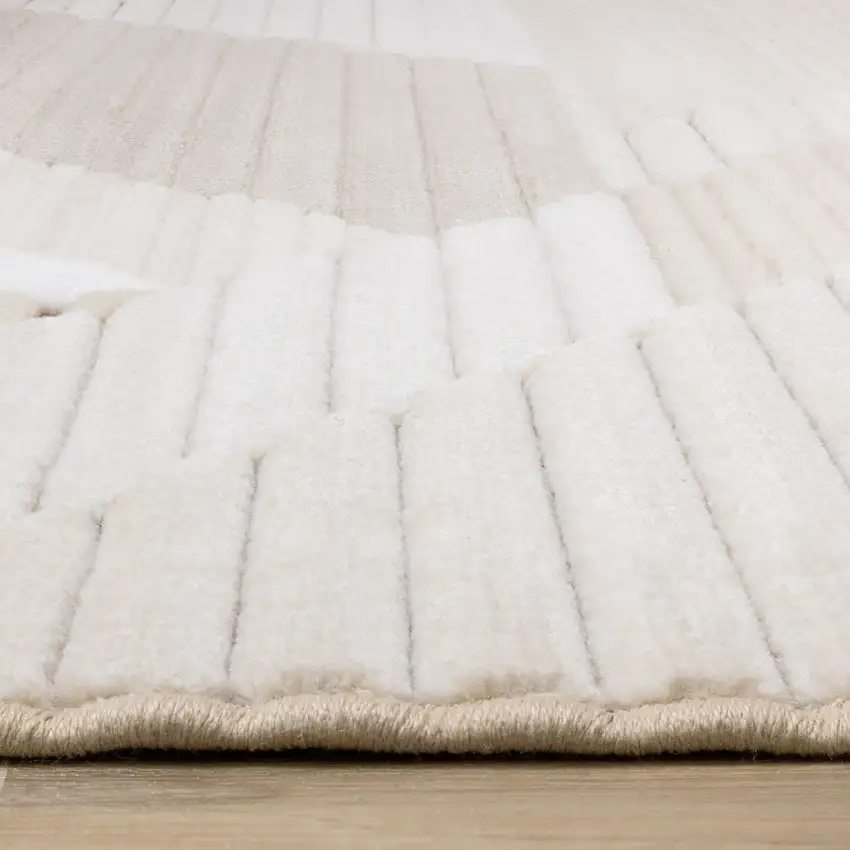Beige And Cream Geometric Area Rug Photo 9