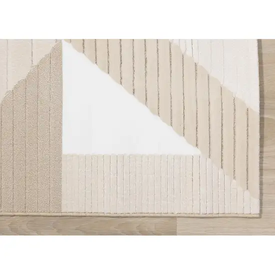 Beige And Cream Geometric Area Rug Photo 7