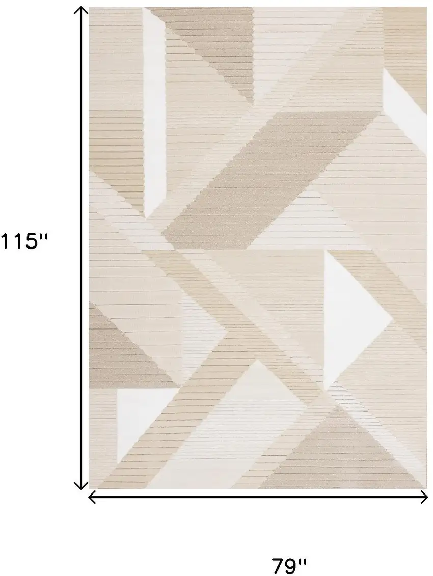 Beige And Cream Geometric Area Rug Photo 3