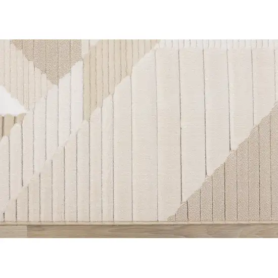 Beige And Cream Geometric Area Rug Photo 9