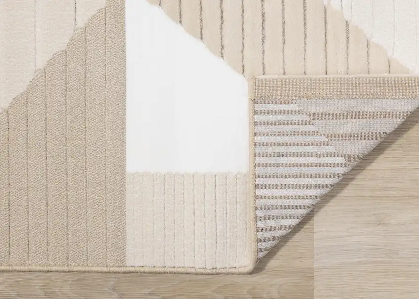 Beige And Cream Geometric Area Rug Photo 8