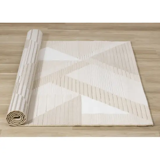 Beige And Cream Geometric Area Rug Photo 9