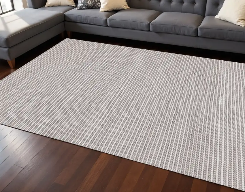 Beige And Cream Geometric Hand Woven Area Rug Photo 1