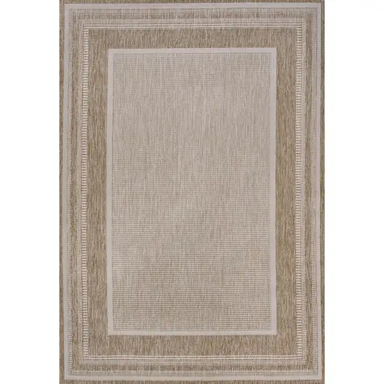 Beige And Cream Indoor Outdoor Area Rug Photo 3